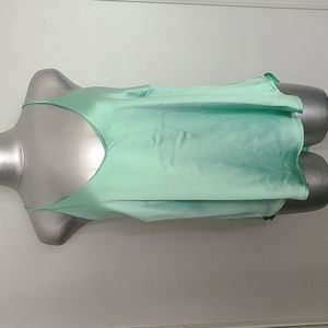 Designer Maggie Barry  light green shiny finish spaghetti strap  Flowy tank top.